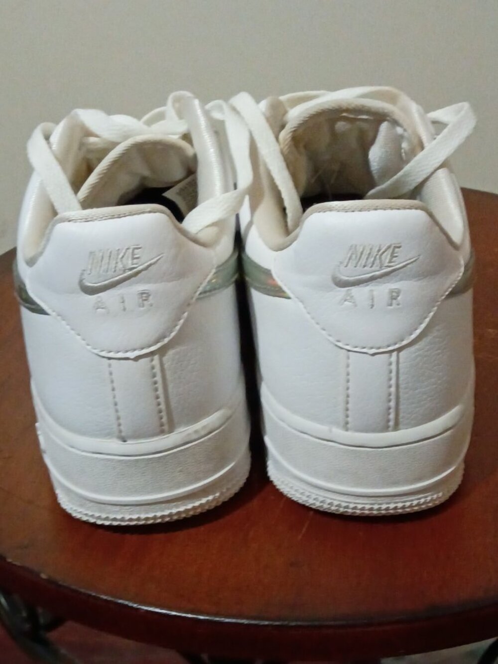 Nike Air Force 1 Low Top White/Silver Iridescent Leather CJ1646-100 Women’s Sz 9 - Picture 10 of 13